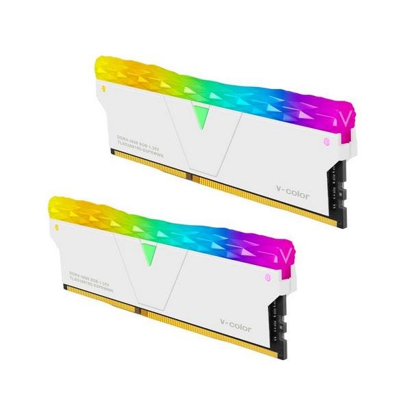 V-Color Prism Pro RGB 16GB(8GBx2)DDR4 DRAM 3200MHz Memory Kit – Glacier White