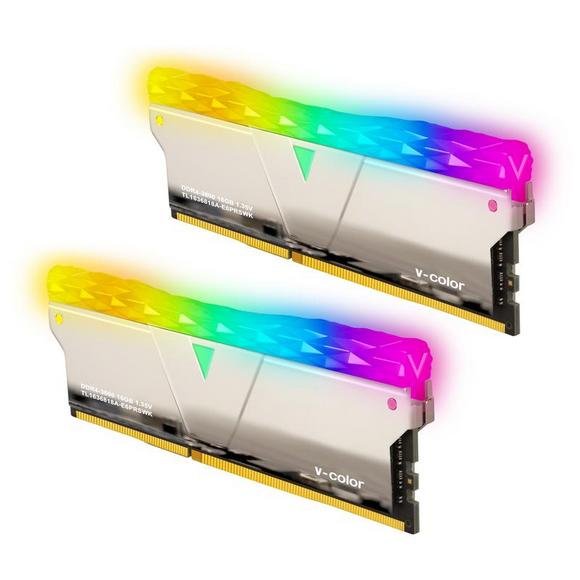 V-Color Prism Pro RGB 16GB(8GBx2)DDR4 DRAM 3600MHz CL16 Memory Kit – Silver Copper Alloy