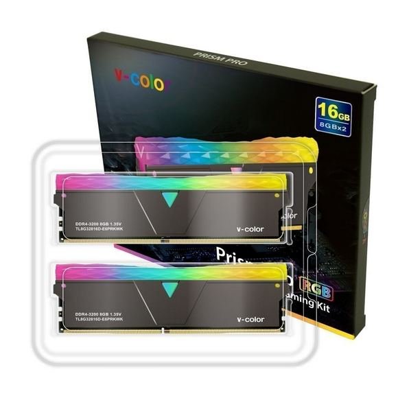 V-Color Prism Pro RGB 16GB (8GBx2)DDR4 DRAM 3600MHz Memory Kit – Jet Black