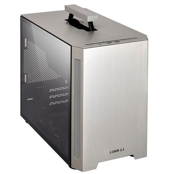 LIAN LI TU150 Aluminum Tempered Glass ITX case -Silver Color