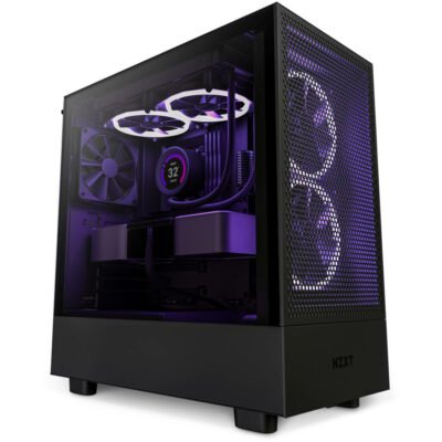 NZXT H5 FLOW Mid-Tower PC Gaming Case – Matte Black