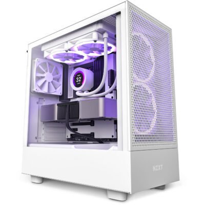 NZXT H5 FLOW Mid-Tower PC Gaming Case – Matte White